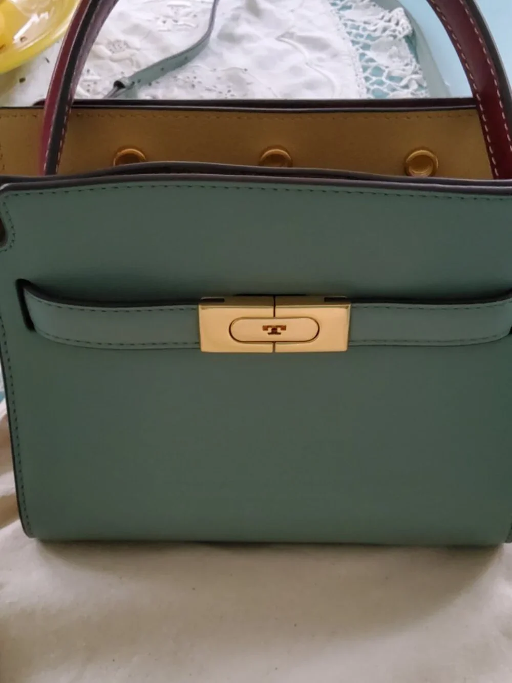Tory Burch Lee Radziwill Petite Double Bag in Rivulet Like New